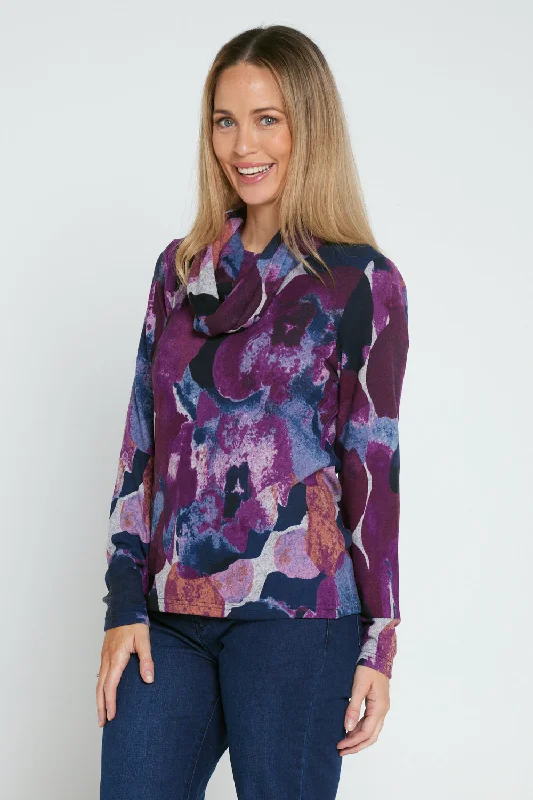 Alma Knit Top & Snood - Purple Watercolour