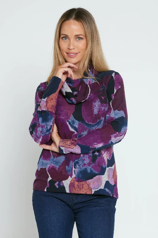 Alma Knit Top & Snood - Purple Watercolour