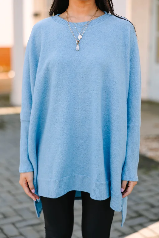 Always Fun Light Blue Brushed Knit Tunic