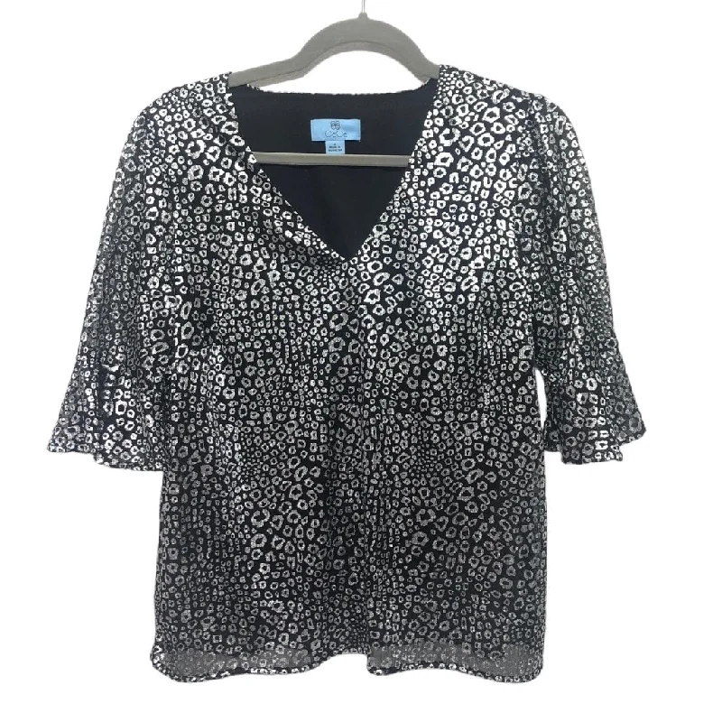 Black & Silver Blouse Short Sleeve Cece, Size S