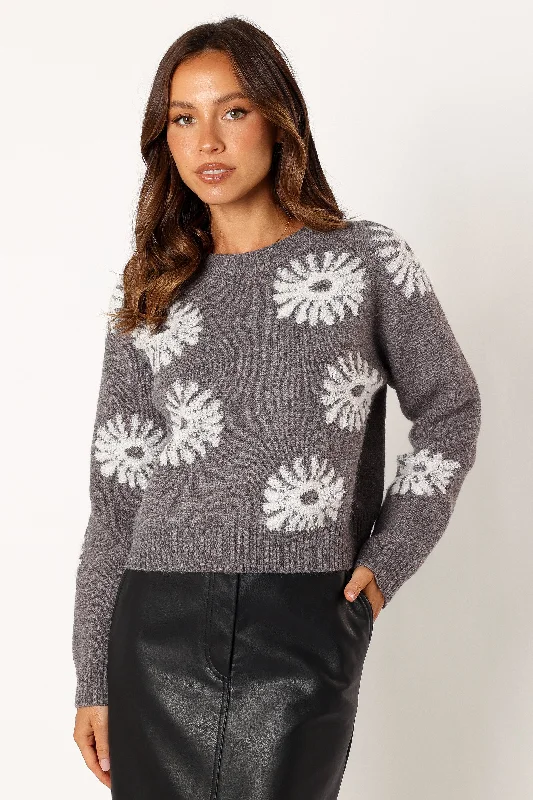 Chandler Knit Sweater - Grey White