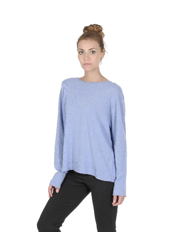 Crown of Edinburgh Cashmere Women's Cashmere Boatneck Sweater in Sky blue - M