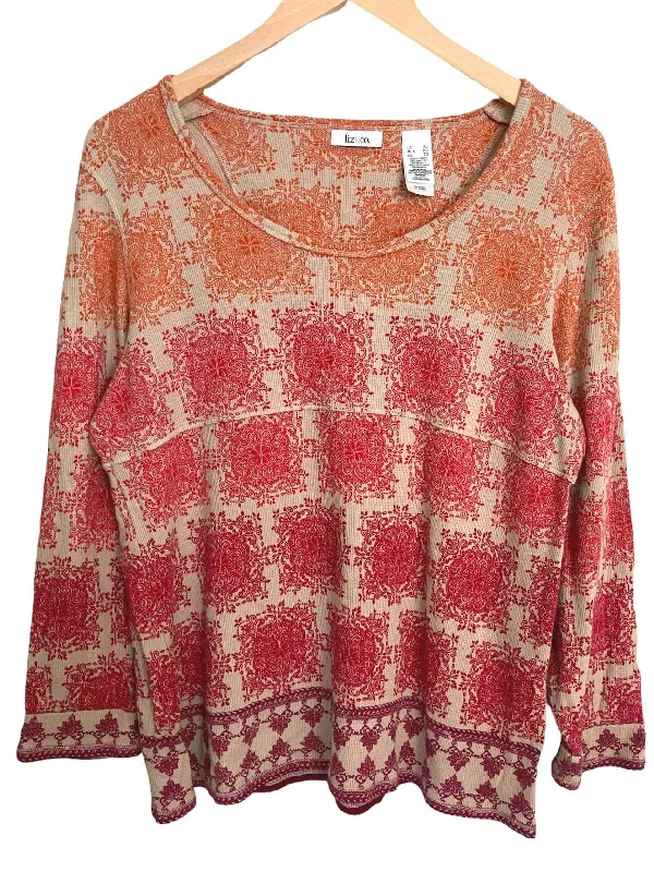 Dark Autumn Medallion Print Waffle Knit Top