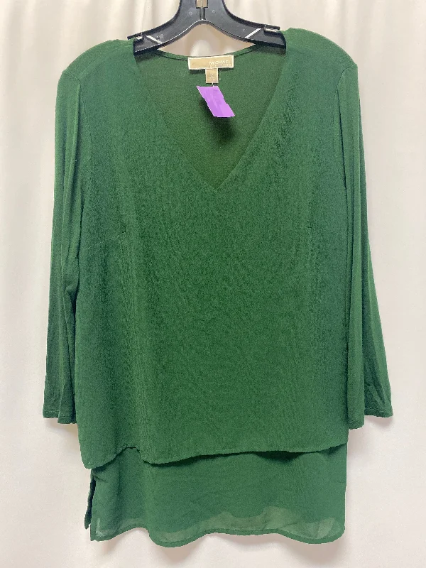 Green Top 3/4 Sleeve Michael By Michael Kors, Size M