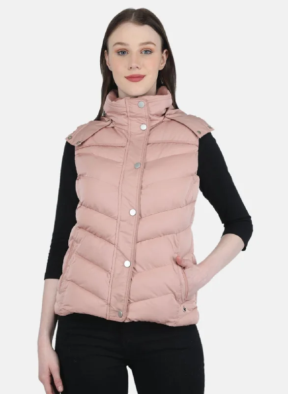 Women Pink Solid Jacket