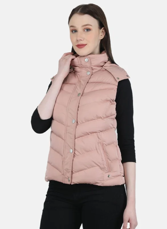 Women Pink Solid Jacket