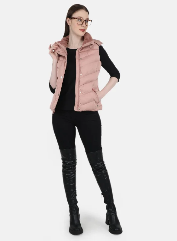 Women Pink Solid Jacket