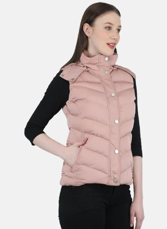 Women Pink Solid Jacket