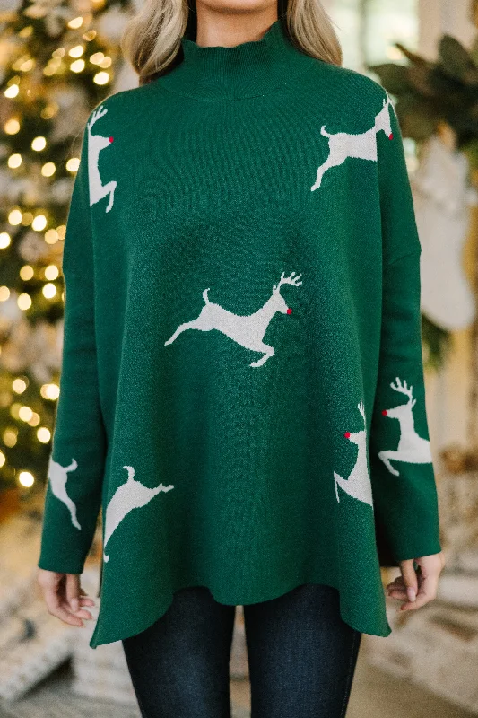 Quick Decisions Emerald Green Reindeer Sweater