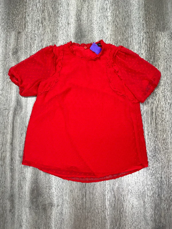 Red Blouse Short Sleeve Gibson, Size S