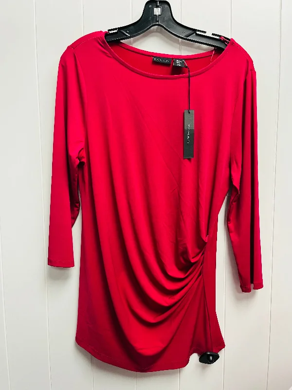 Red Top 3/4 Sleeve Tahari, Size Xl