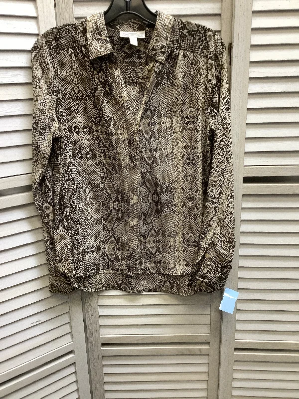 Snakeskin Print Blouse Long Sleeve Dana Buchman, Size S