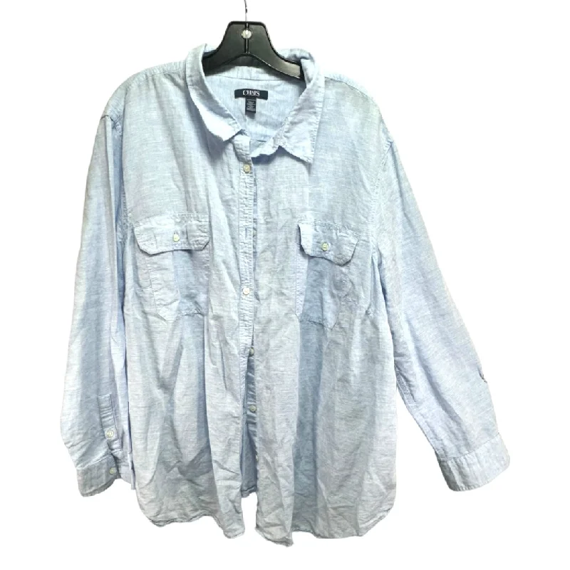 Top Long Sleeve By Chaps In Blue, Size: 3x