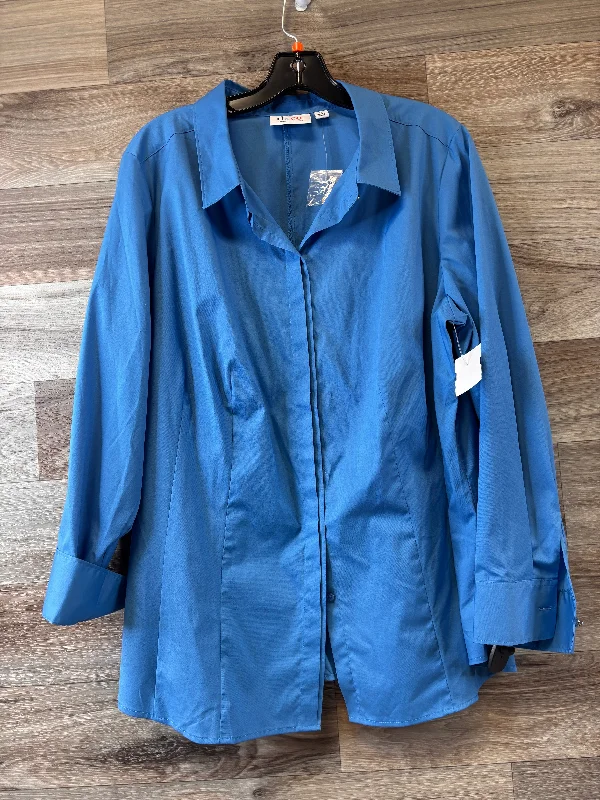 Top Long Sleeve By Denim And Co Qvc In Blue, Size: 1x