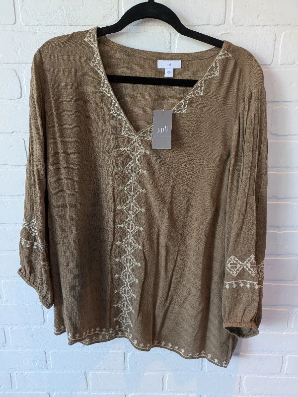 Top Long Sleeve By J. Jill In Brown, Size: M