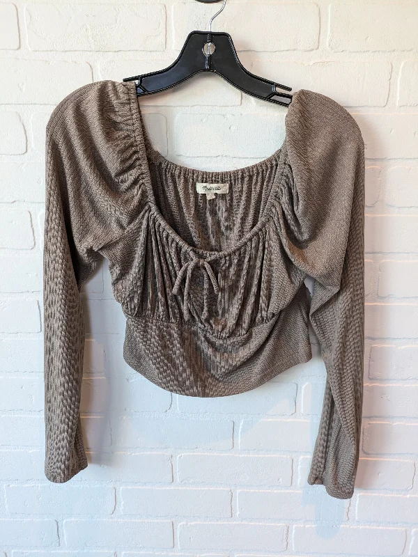 Top Long Sleeve By Madewell In Brown, Size: M