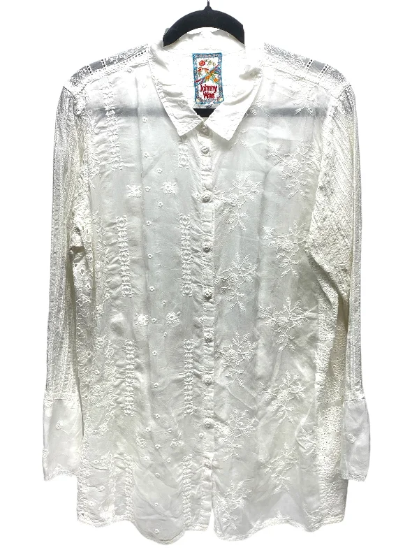 Top Long Sleeve Designer By Johnny Was In White, Size: Xl