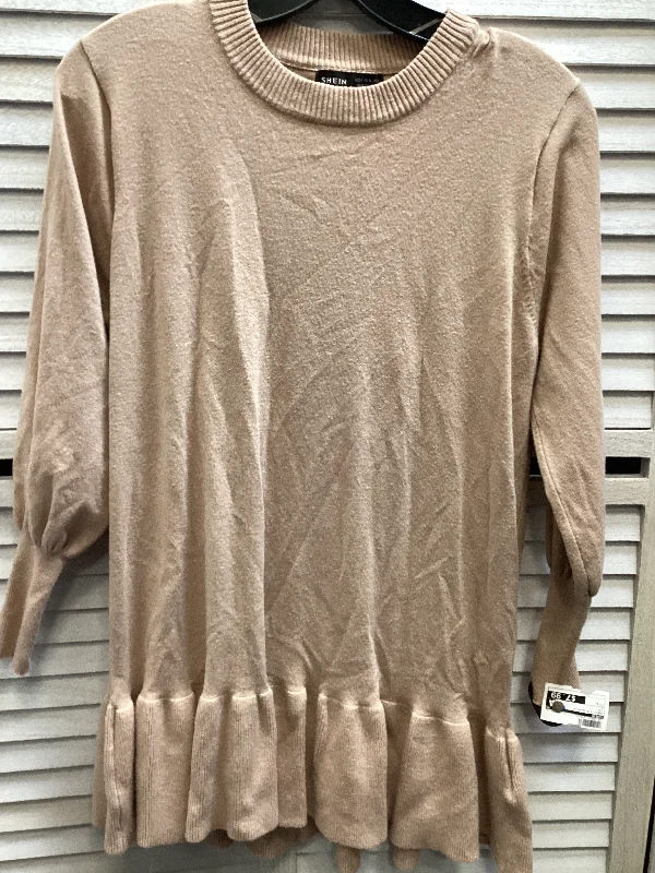 Tunic 3/4 Sleeve By Shein In Tan, Size: S