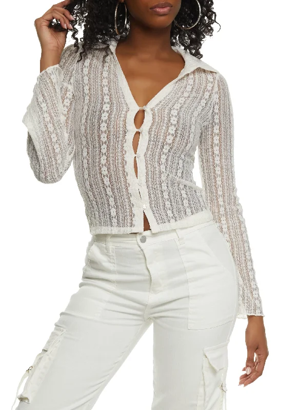 Almost Famous Floral Lace Button Up Shirt