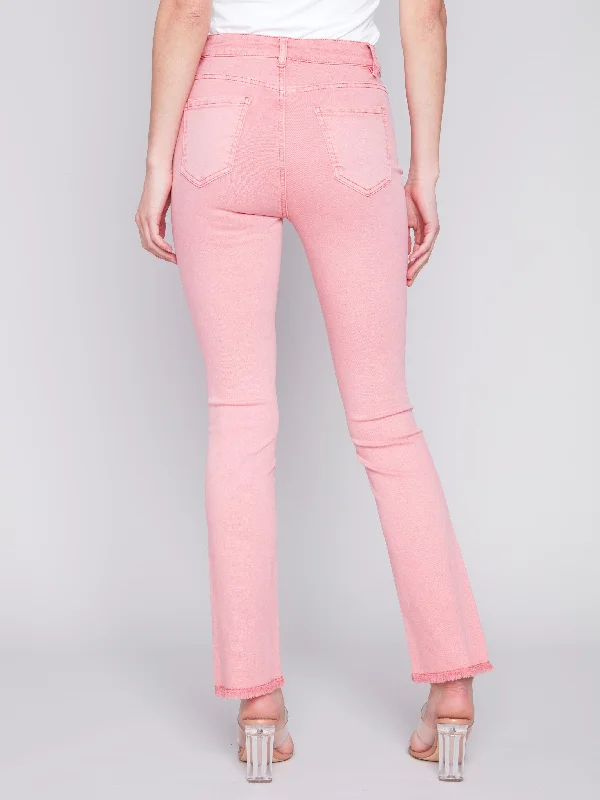 Bootcut Twill Pants with Asymmetrical Hem - Tulip