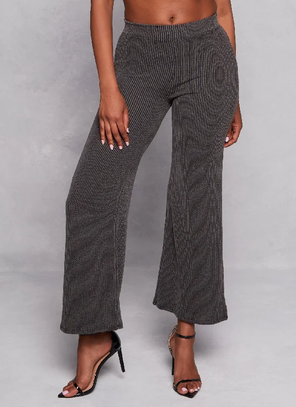 Ribbed High Waist Wide Leg Pants