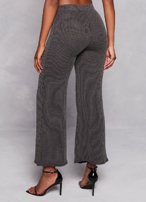 Ribbed High Waist Wide Leg Pants