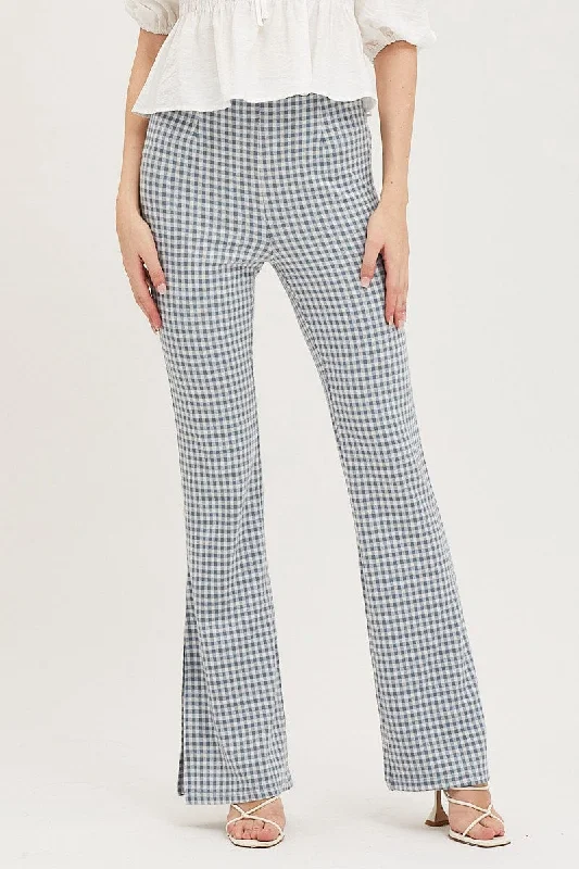 Check Flare Pants High Rise