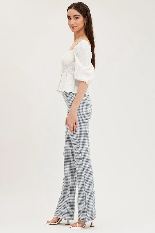 Check Flare Pants High Rise