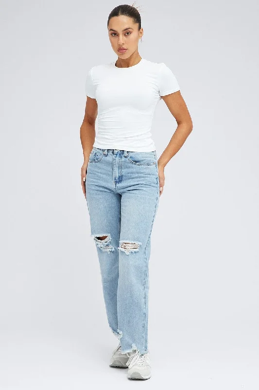 Denim Boyfriend Jeans Mid Rise