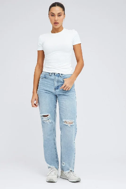 Denim Boyfriend Jeans Mid Rise