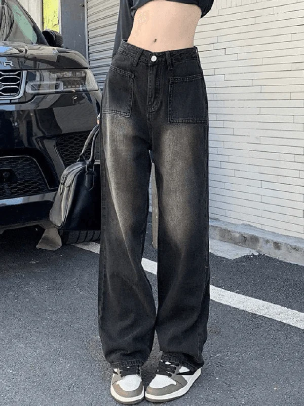 BerryBetty - Faded Wash Vintage Straight Cargo Jeans