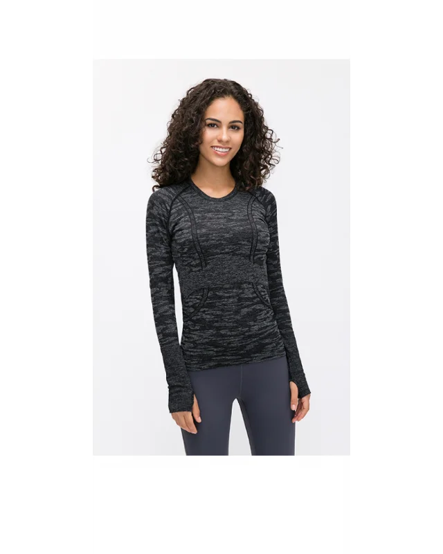 Fearless Club Inspire Long Sleeve Top - Black Grey Marle