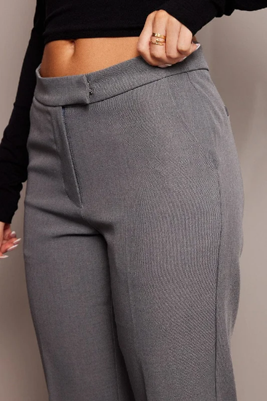 Grey Slim Pants Mid Rise