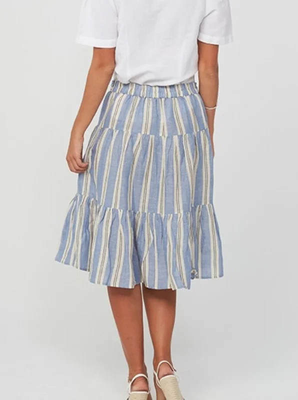 Woman Mid-Calf Skirt Winter Skirt HAVANNA Skirt | Blue Stripe