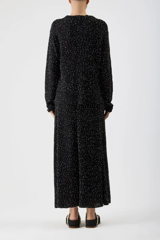 Jan Oversized Knit Sweater in Black Beaded Silk