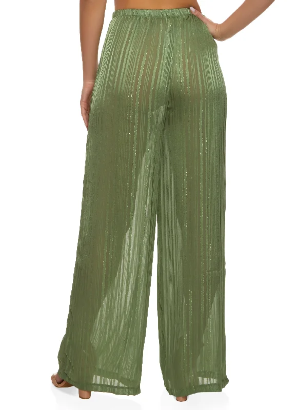 Lurex Shadow Stripe Palazzo Pants