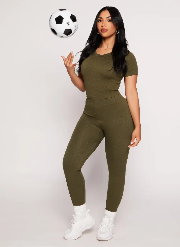 Seamless Ribbed High Waisted Leggings