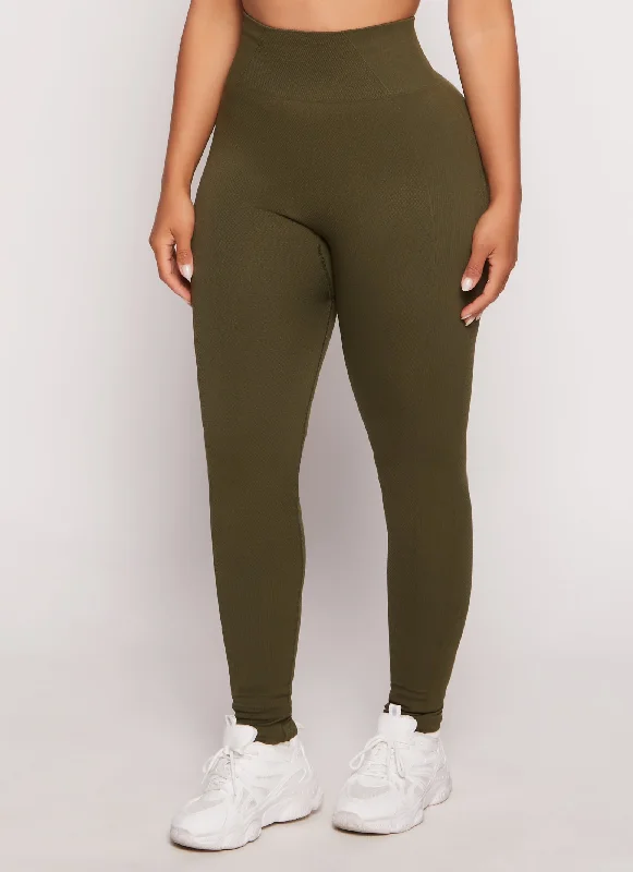 Seamless Ribbed High Waisted Leggings