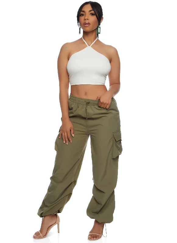 Toggle Drawstring Hem Cargo Pants