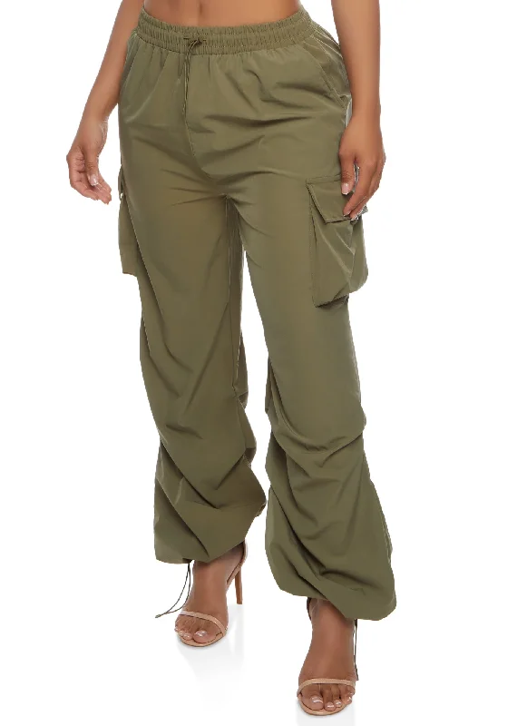 Toggle Drawstring Hem Cargo Pants