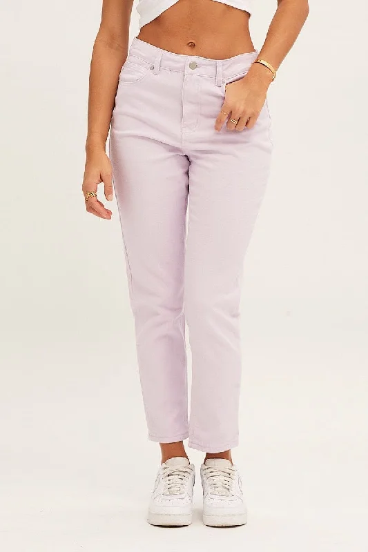 Purple High Rise Mom Denim Jean