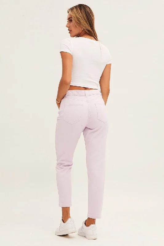 Purple High Rise Mom Denim Jean