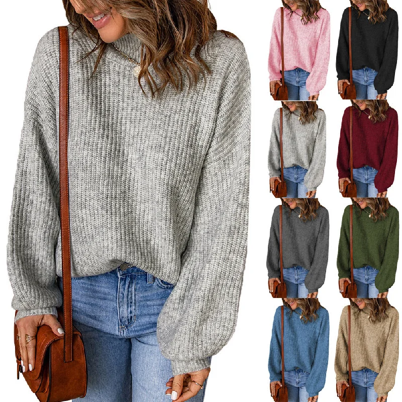 Women's Turtleneck Solid Color Loose Pullover Sweaters