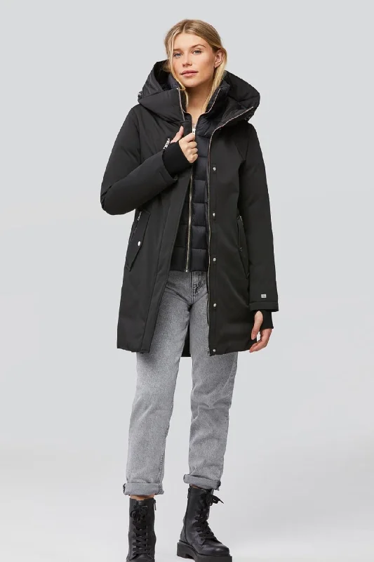 BELINA Mid Length Classic Down Coat with Puffy Bib