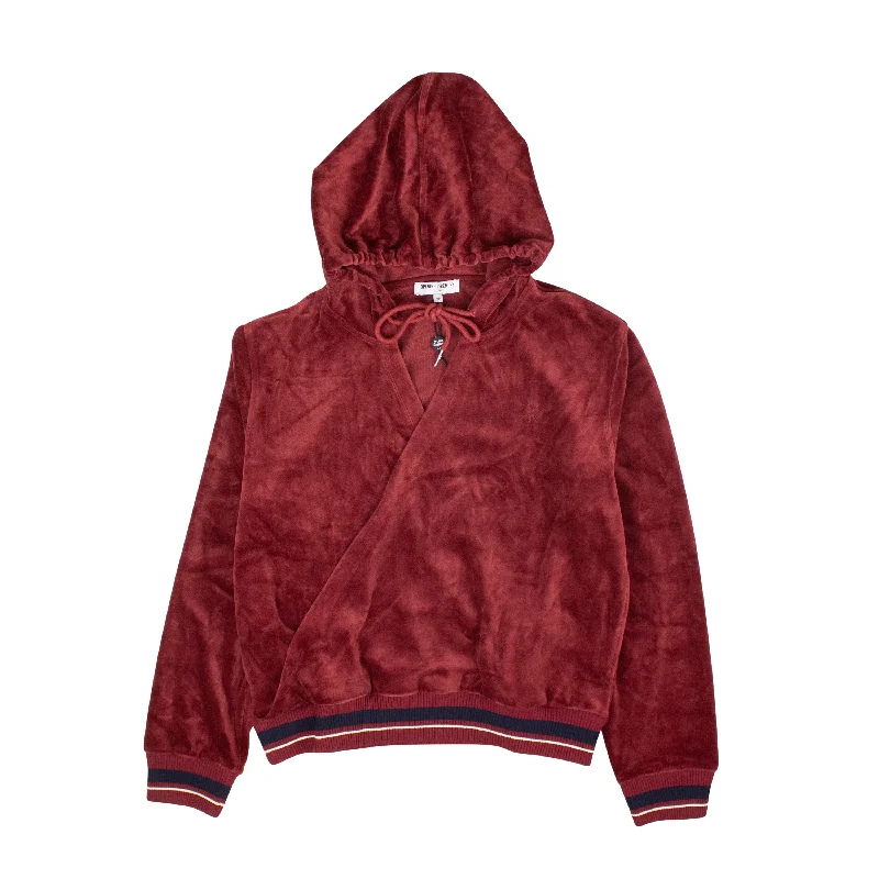 Burgundy Velour Wrap Track Jacket