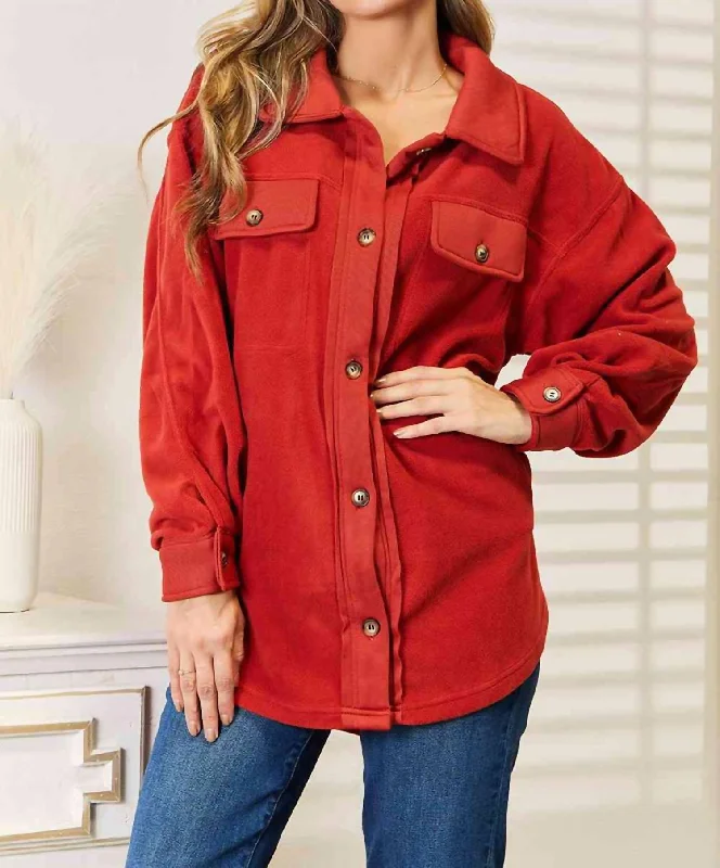 Button Up Jacket With Pockets In Marsala