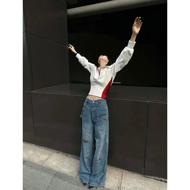 Blue Y2K Ripped Baggy Harajuku Vintage Aesthetic Waist Trashy Denim Jeans