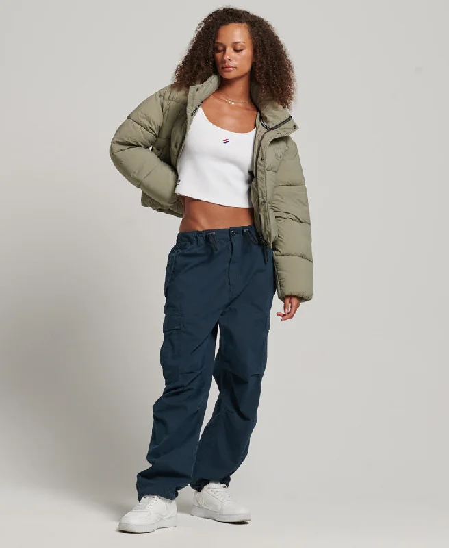 Cropped Cocoon Puffer Jacket | Light Khaki