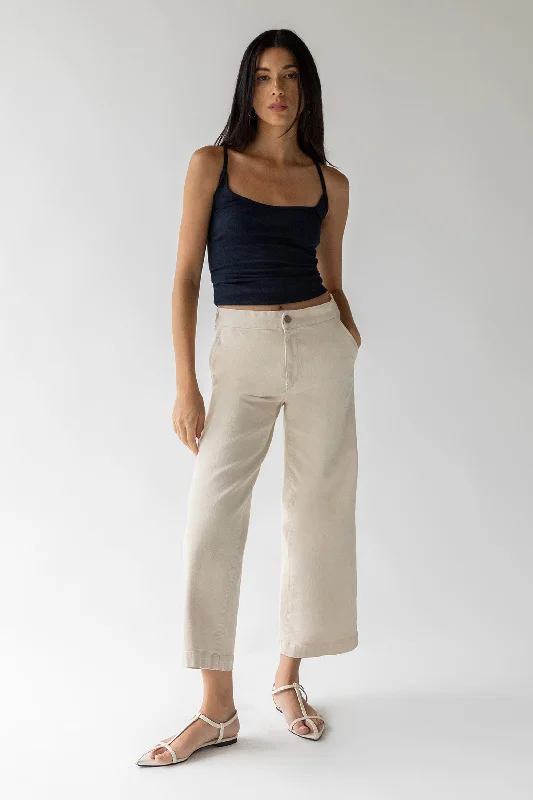 CROPPED LENGTH 26"" TWILL WIDE LEG PANT