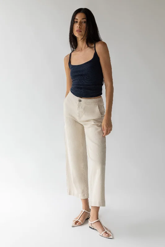 CROPPED LENGTH 26"" TWILL WIDE LEG PANT